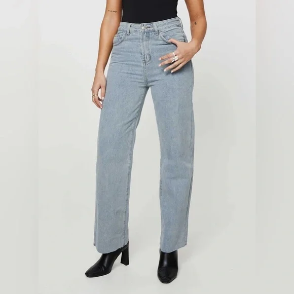 Princess Polly PP DNM Kalinda Light Wash Denim Blue Jeans Size 4 - Picture 2 of 13